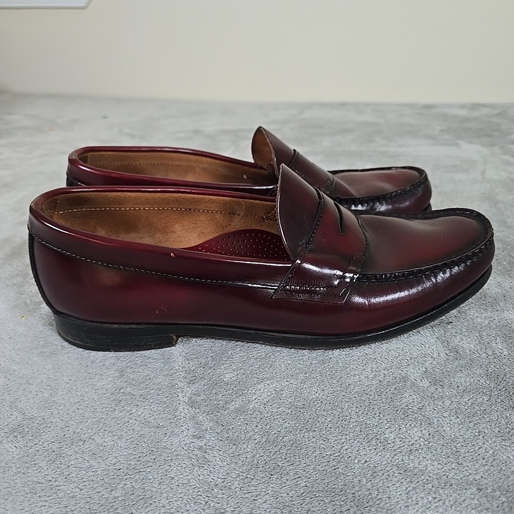 G.H. Bass & Co. Shoes Mens 11D Burgundy Leather Moc Toe Slip On Penny Loafer‎